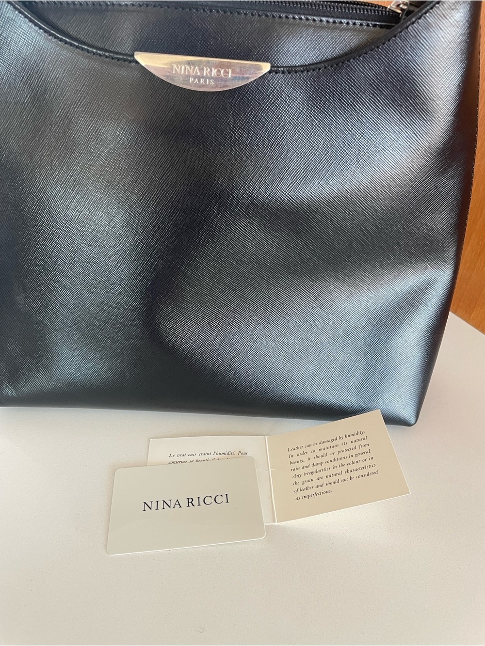 Nina Ricci VINTAGE Black Saffiano Leather Shoulder Bag - Picture 9 of 10